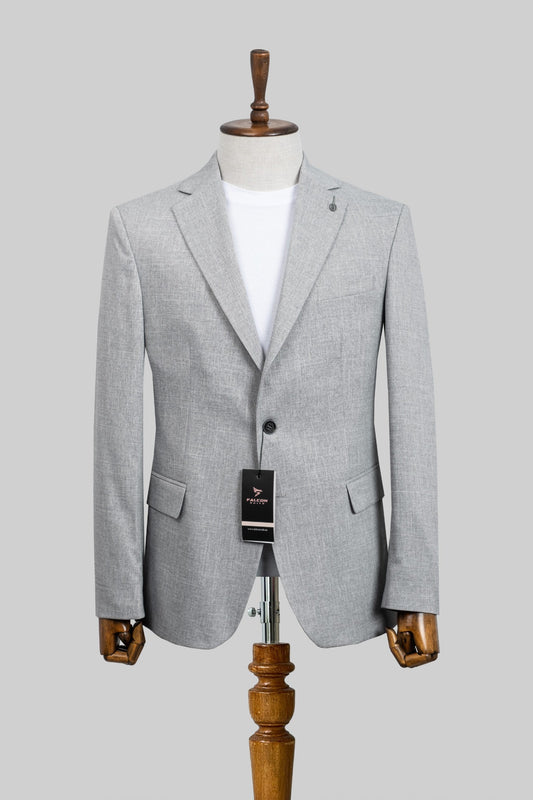 Silver Mist – European Light Grey Textured Blazer