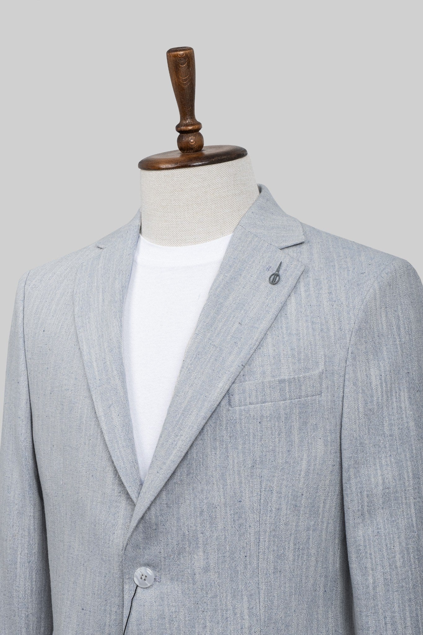 Glacier Mist – European Linen-Blend Ice Grey Textured Blazer