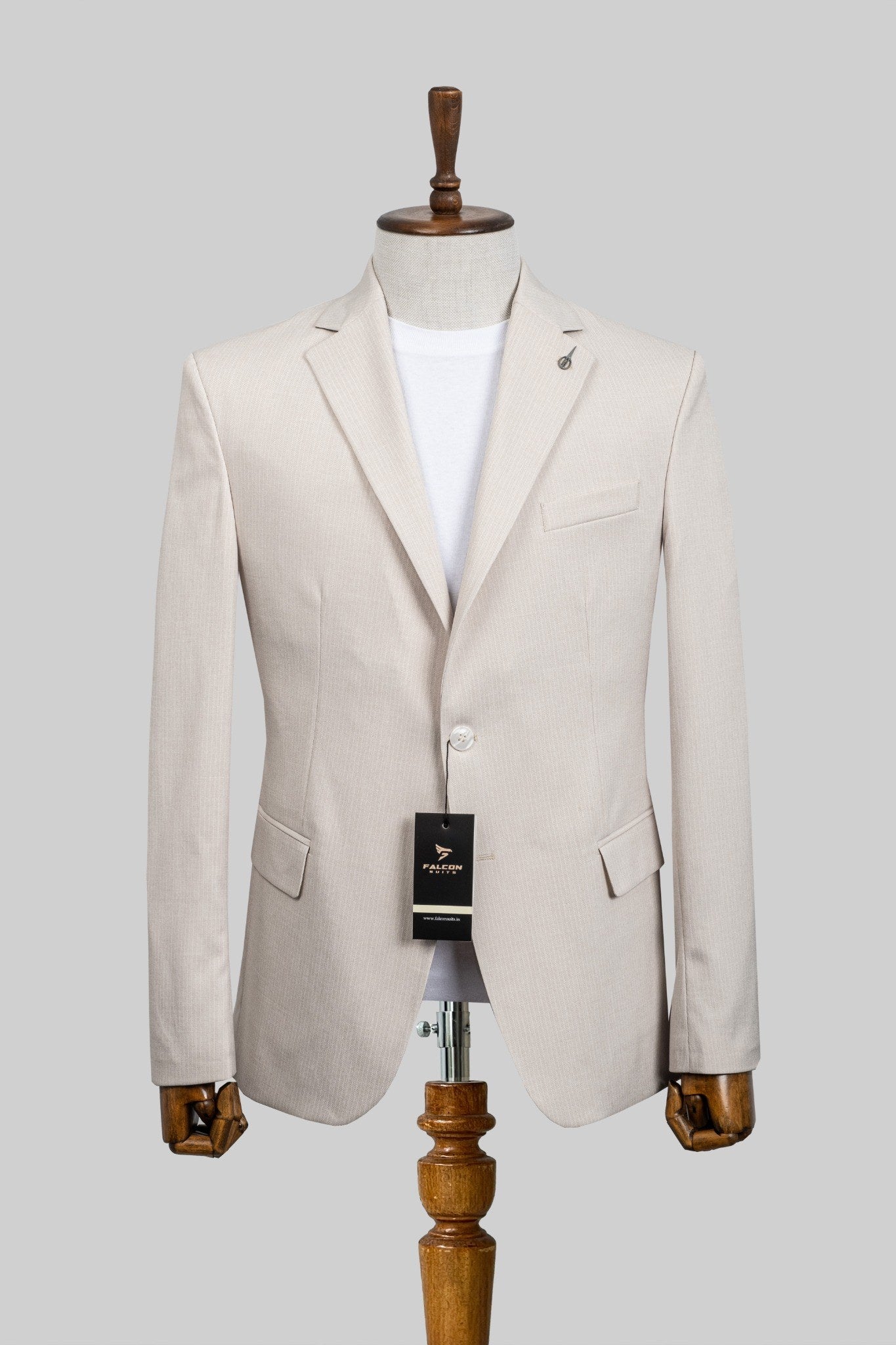 Sandline – European Linen-Blend Beige Pinstripe Blazer