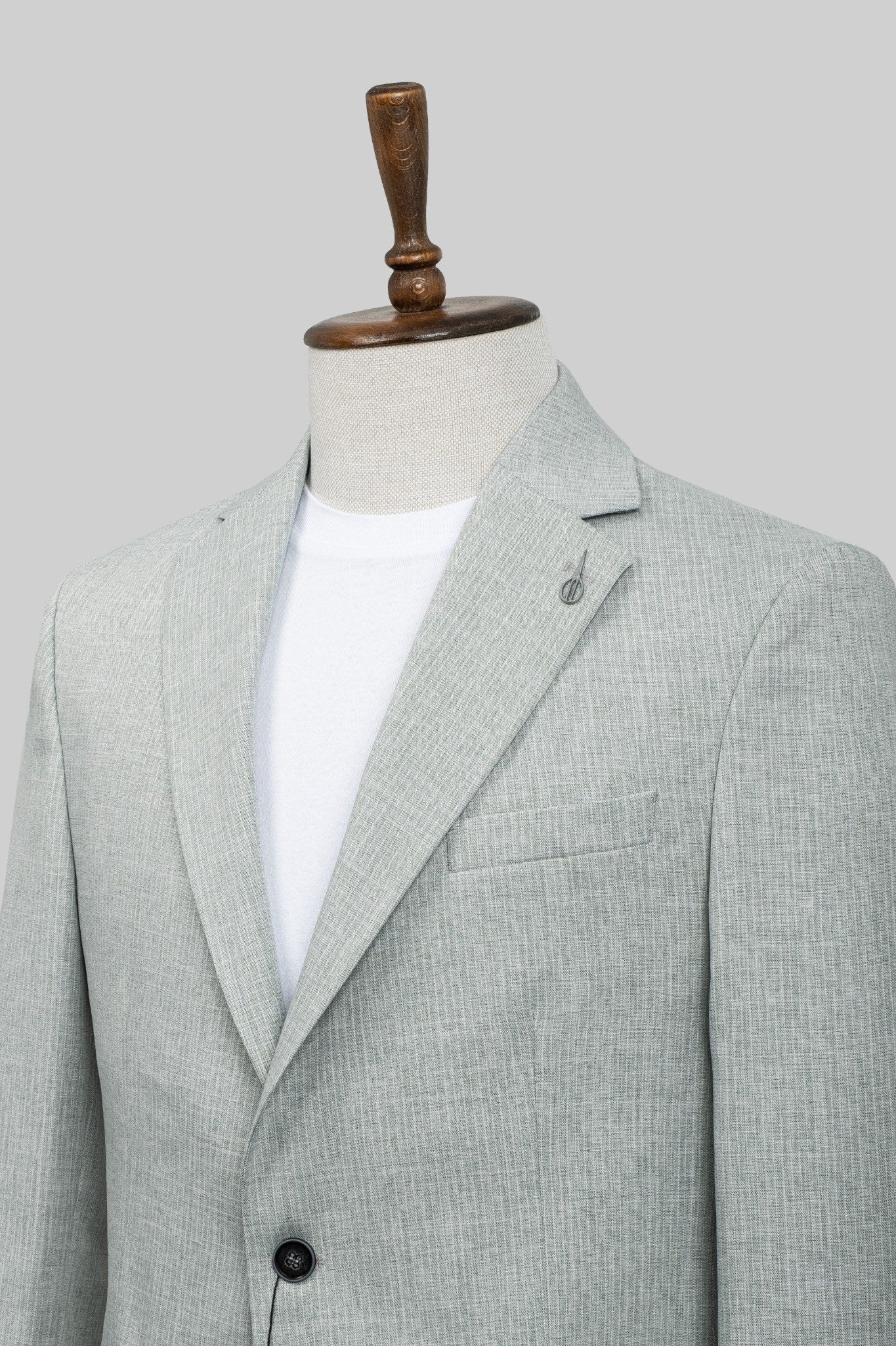 Sage Frost – European Linen-Blend Light Green Textured Blazer