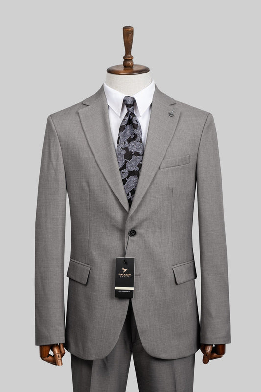 Silver Crest – European Light Grey Textured 2-Piece Suit