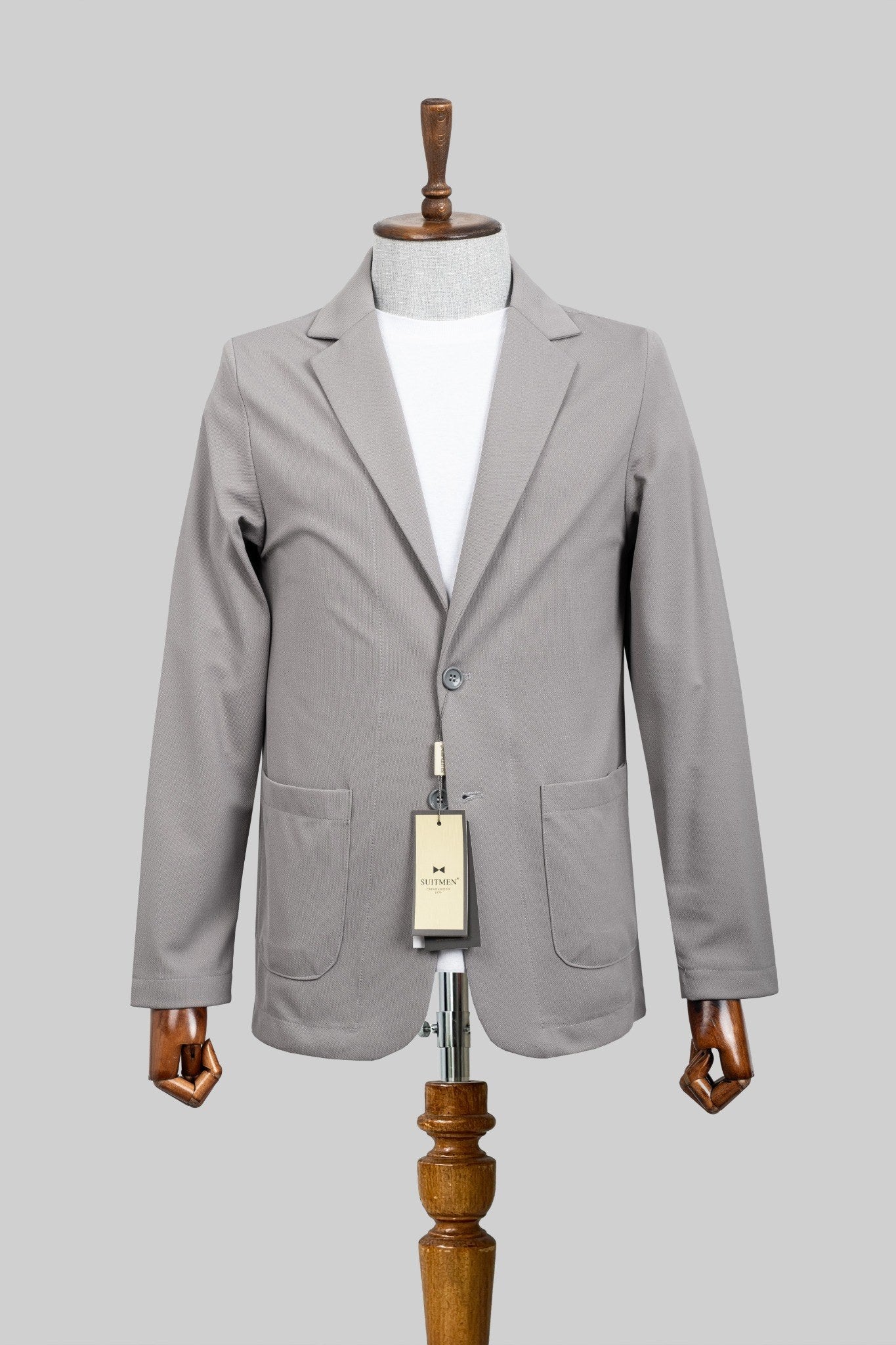 Stone Ease – Lightweight Stretch Shacket-Blazer (Grey)