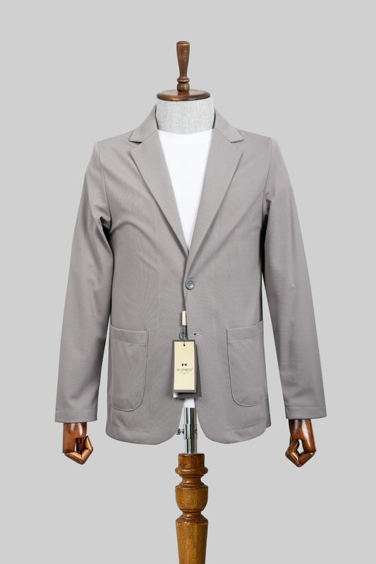 Stone Ease – Lightweight Stretch Shacket-Blazer (Grey)
