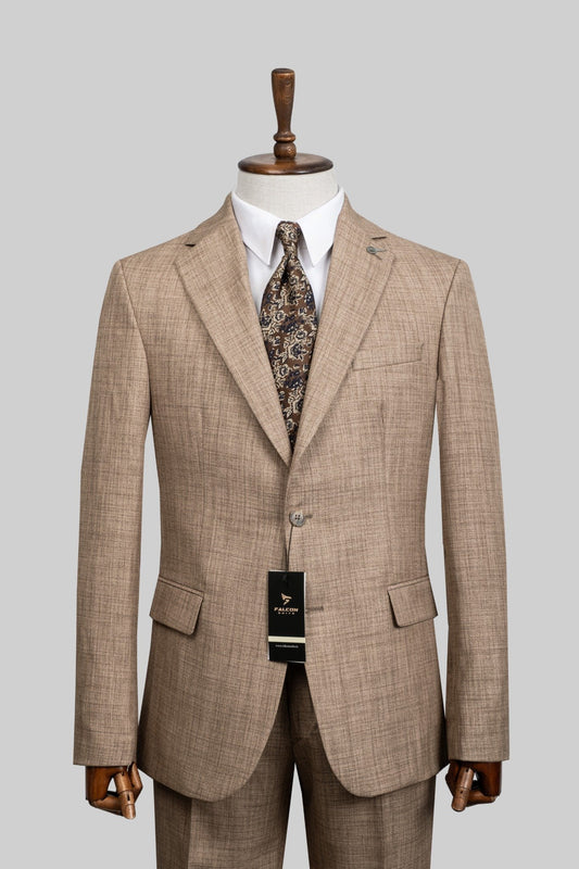 Sahara Sand – European Beige Textured 2-Piece Suit