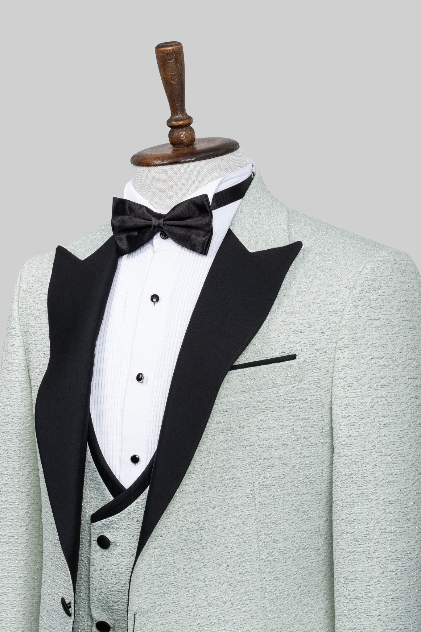 Sage Royale – European Light Green Textured 3-Piece Tuxedo Suit