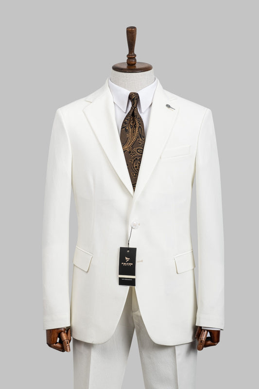 Ivory Elegance – European White 2-Piece Suit