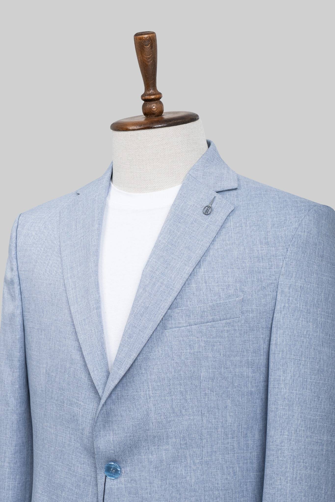 Skyline Breeze – European Light Blue Linen Blazer