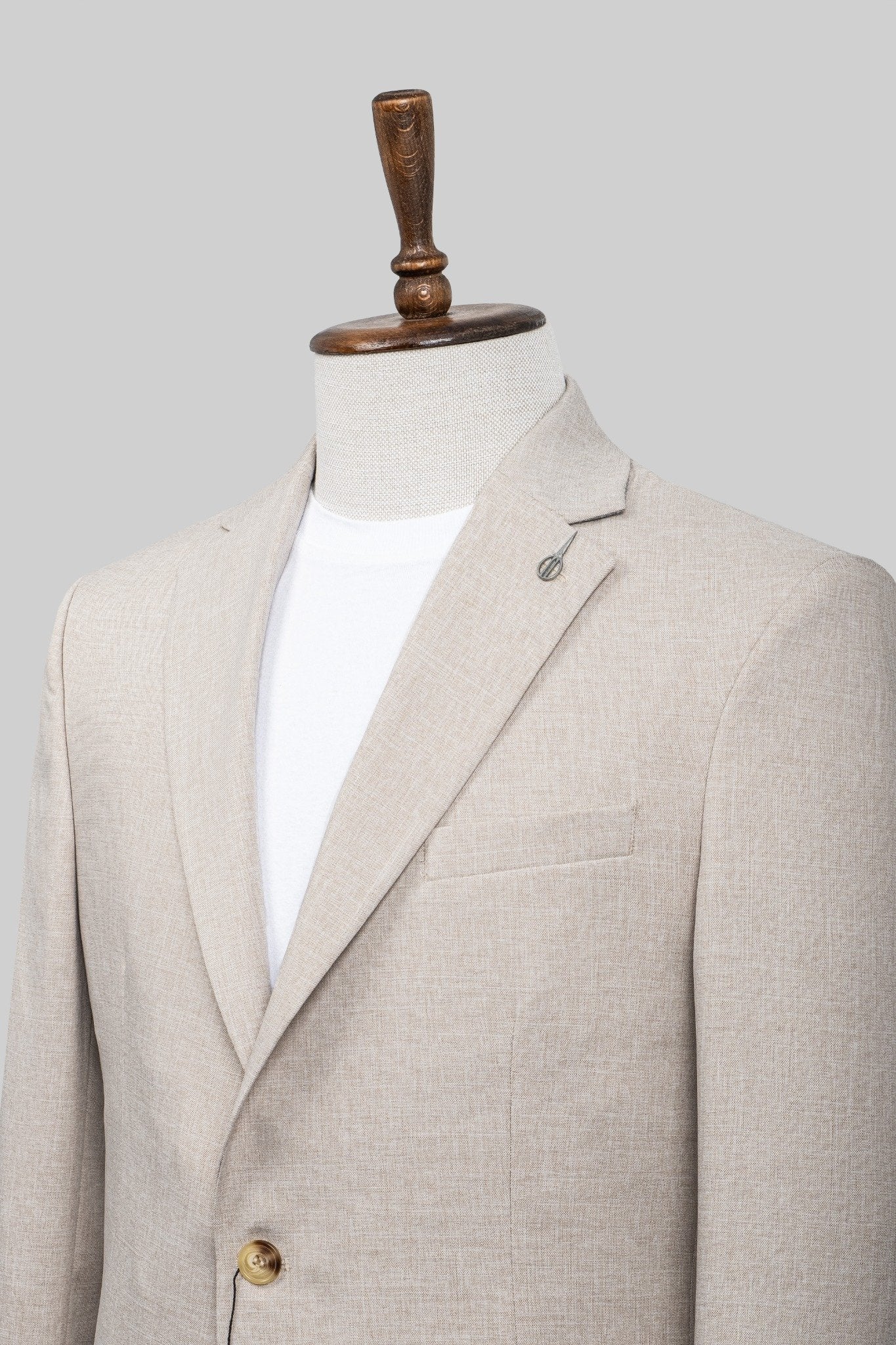 Sand Beige European Linen Blend Blazer – Lightweight Elegance