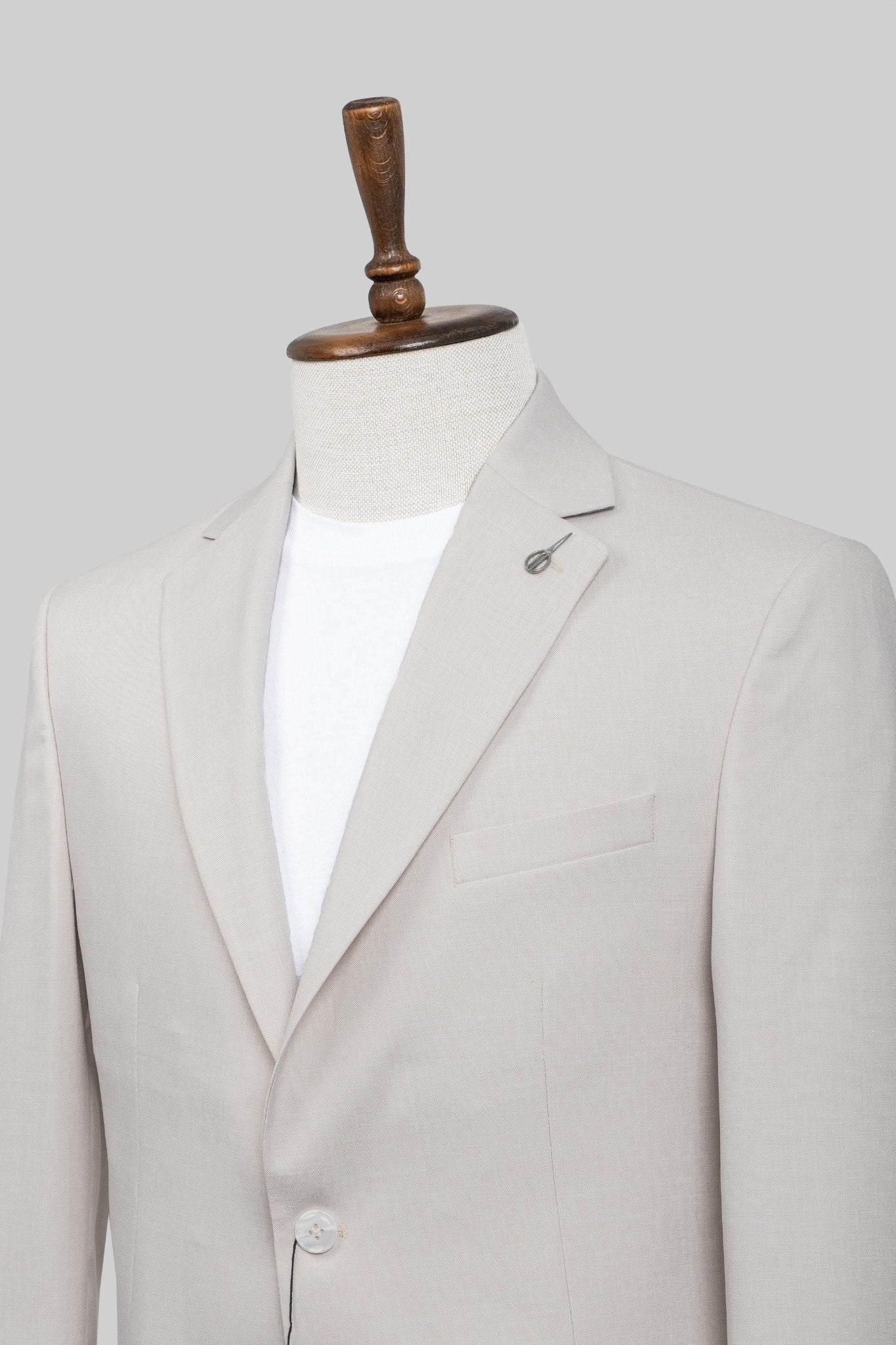 Ash Mist – European Linen Light Grey Textured Blazer