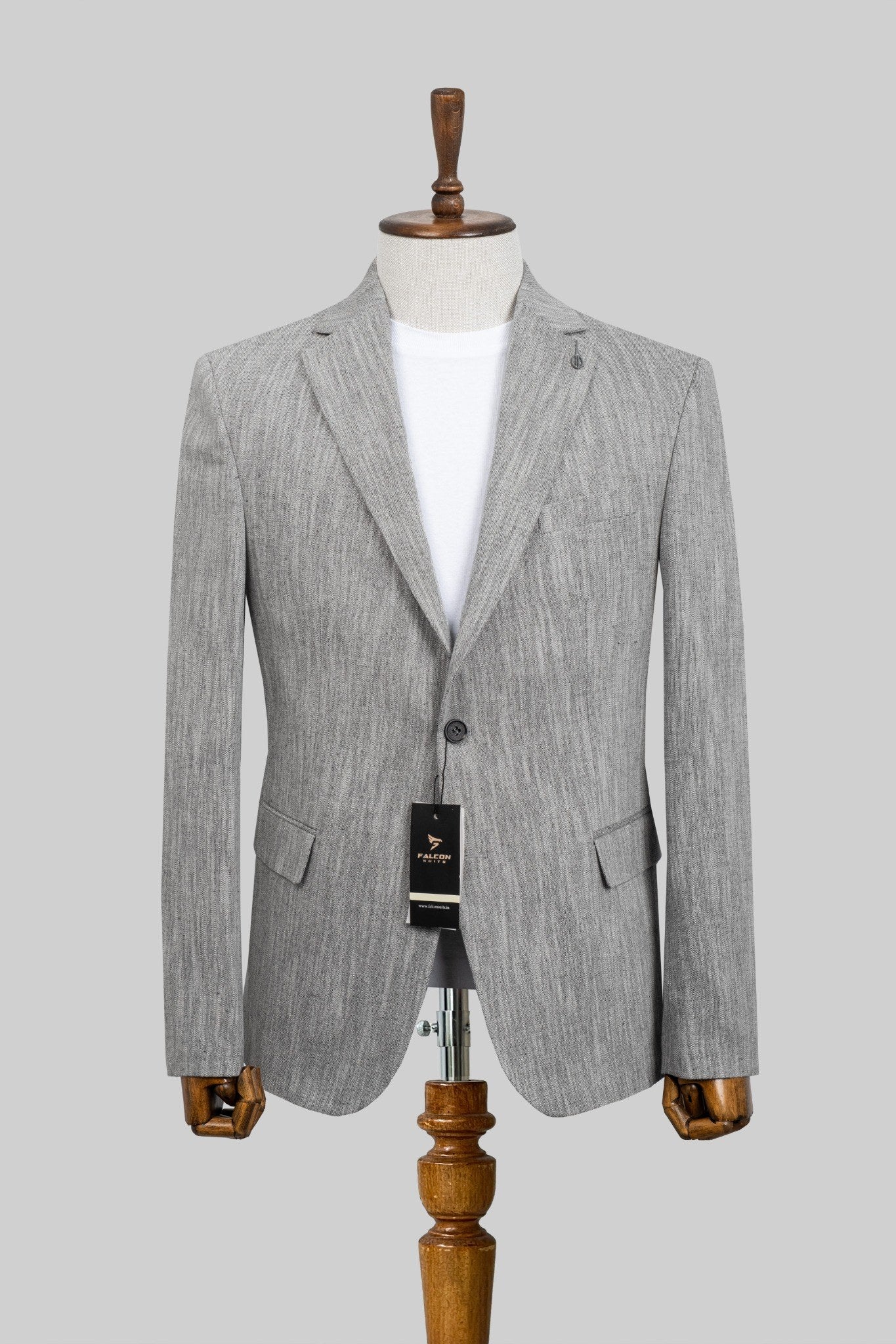 Silver Drift – European Linen-Blend Grey Textured Blazer