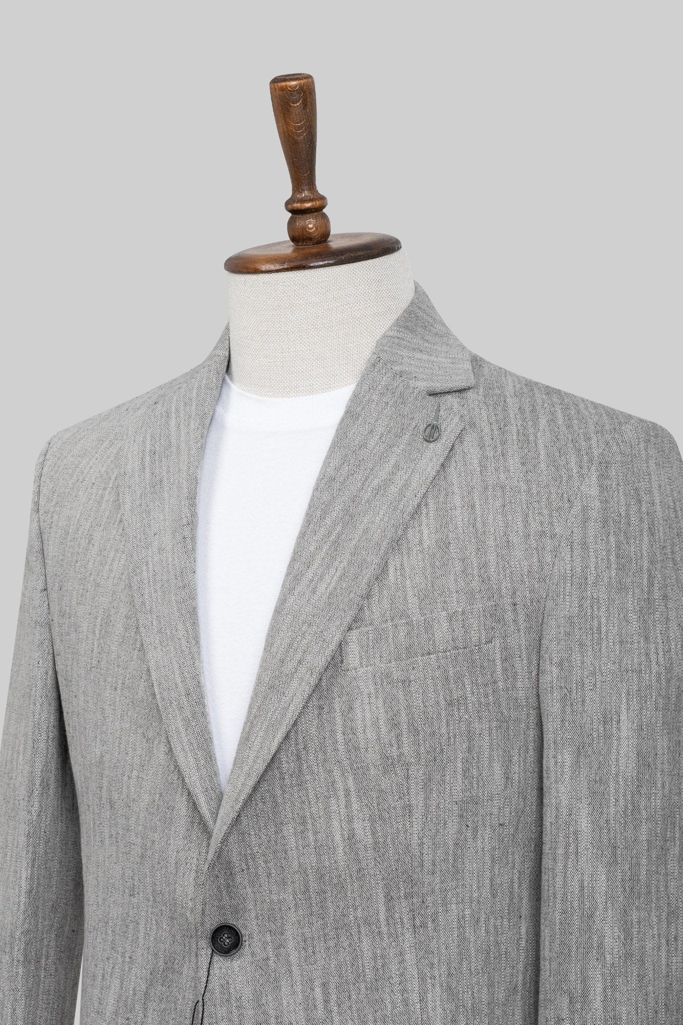 Silver Drift – European Linen-Blend Grey Textured Blazer