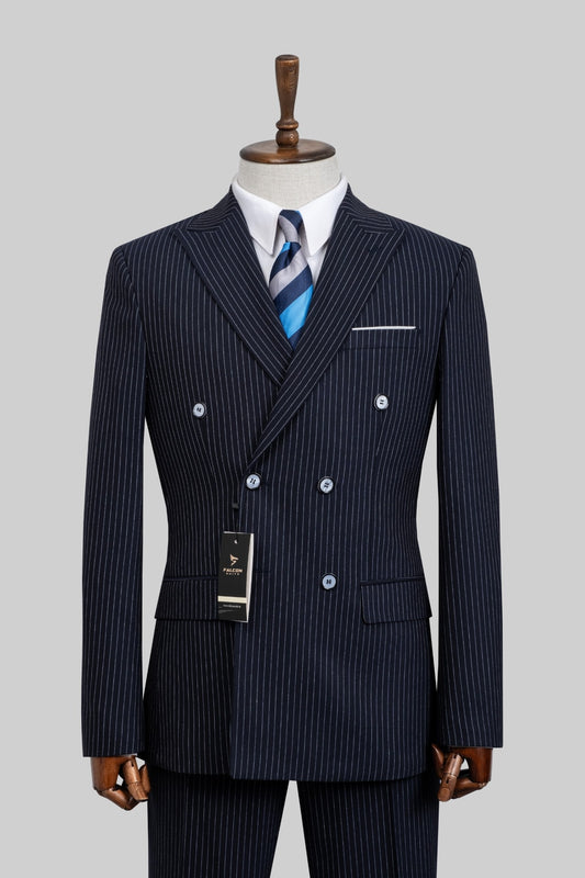 Midnight Stripes – European Navy Pinstripe 2-Piece Suit