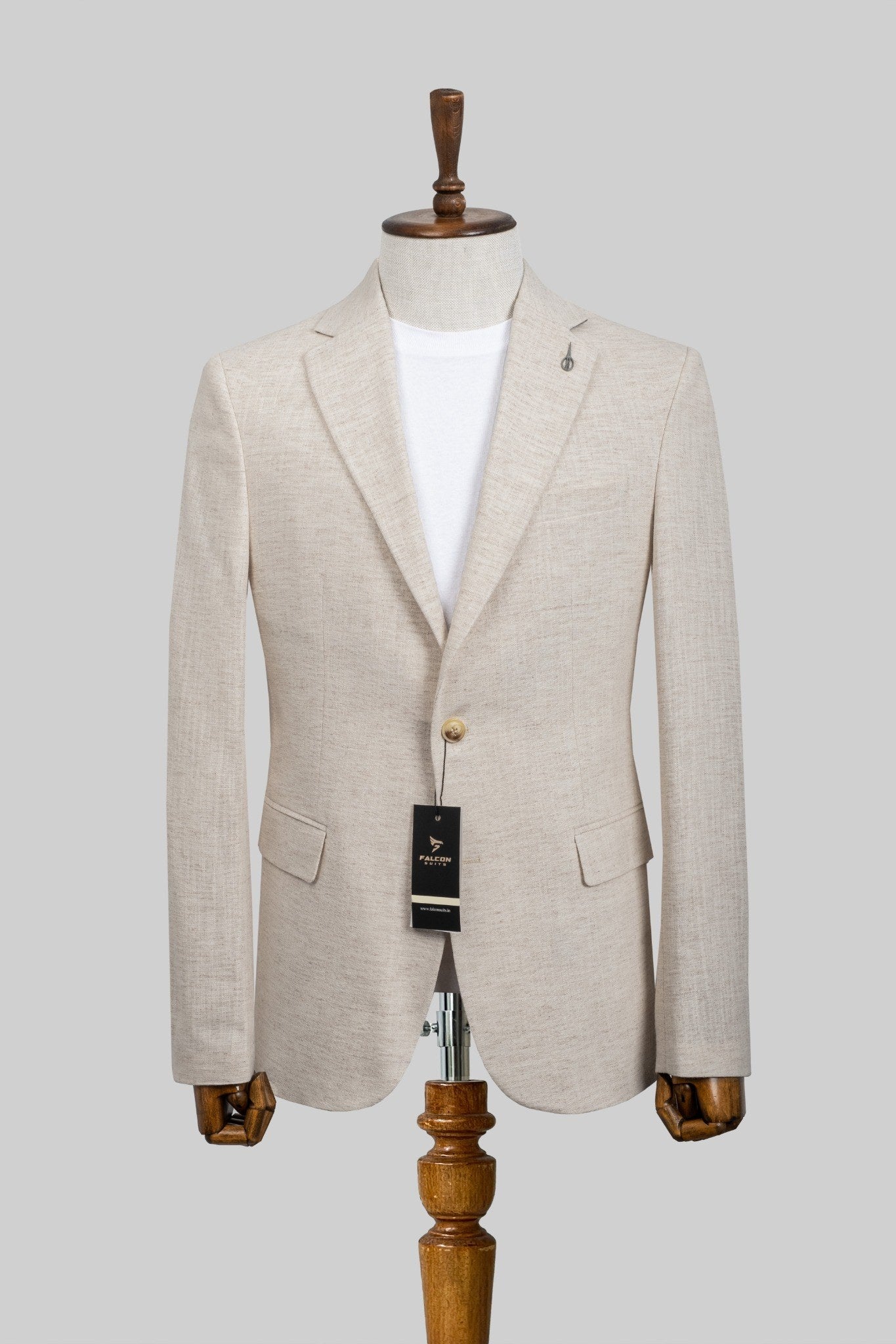 Ivory Dune – European Linen-Blend Beige Textured Blazer