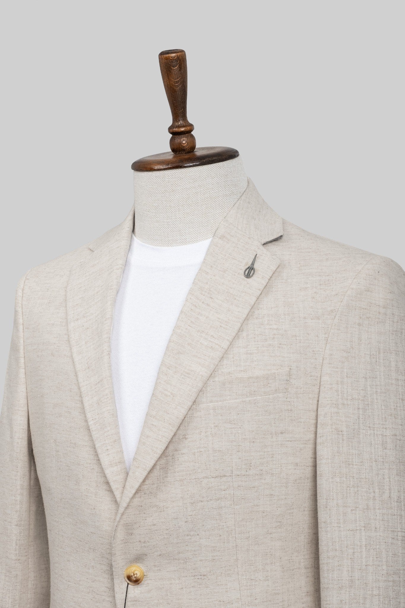 Ivory Dune – European Linen-Blend Beige Textured Blazer