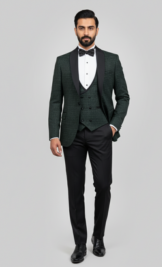 Midnight Emerald – 3 Piece European Dark Green Wedding Tuxedo