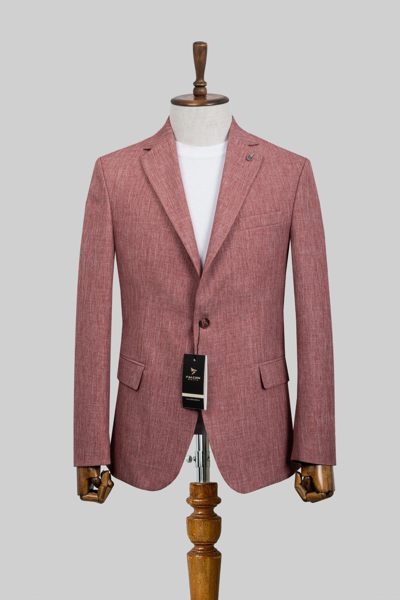 Merlot Haze – European Linen-Blend Dusty Red Textured Blazer