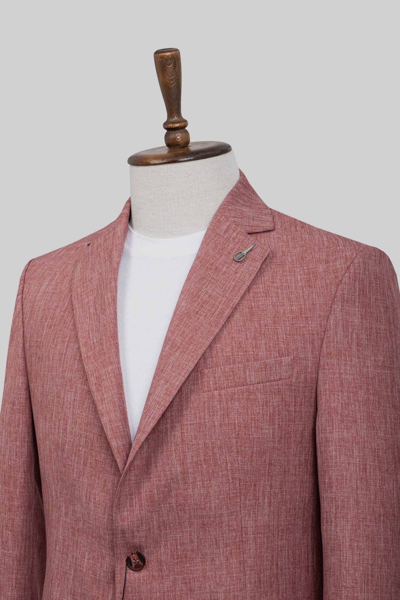 Merlot Haze – European Linen-Blend Dusty Red Textured Blazer