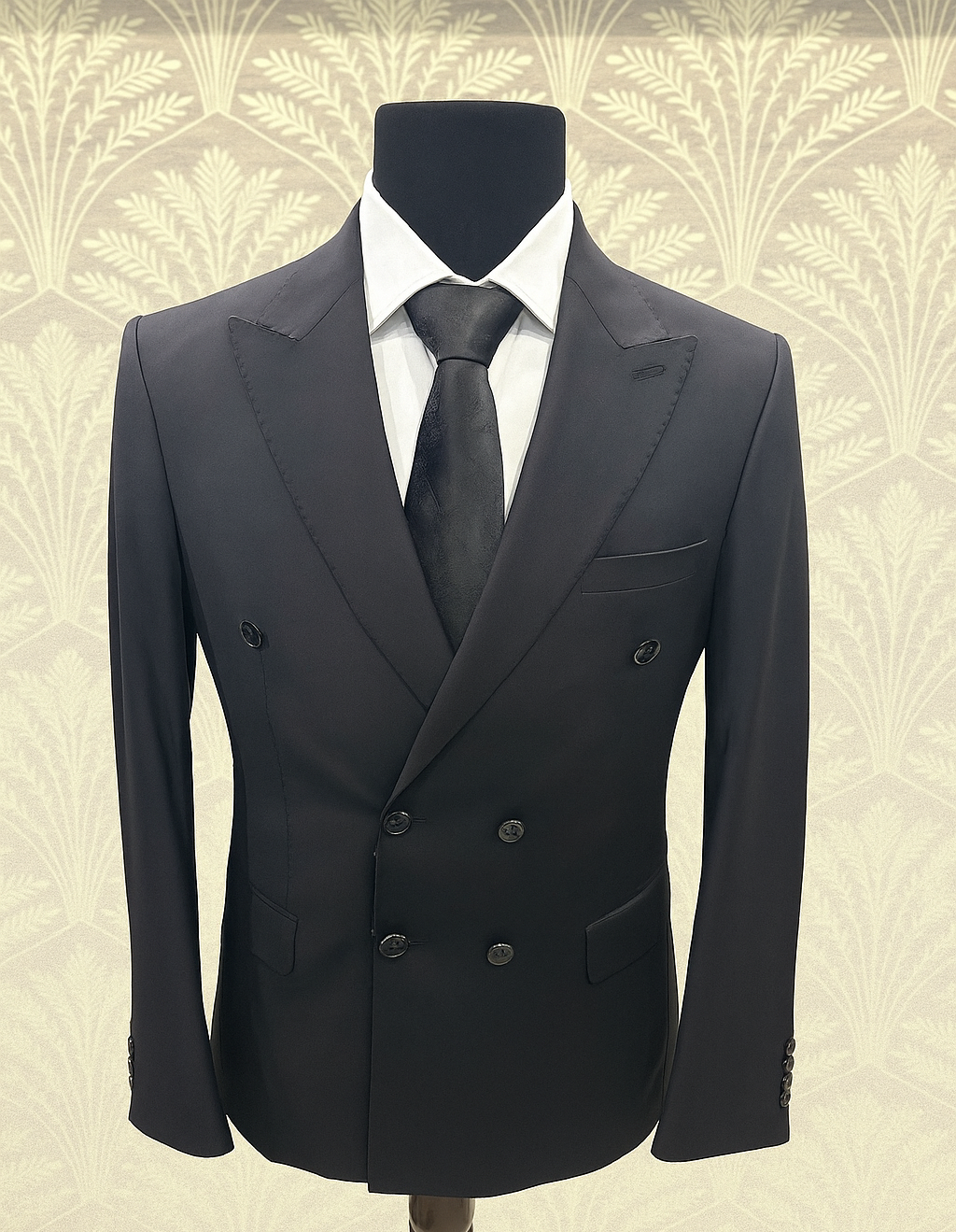 Imported Black Double-Breasted Slim Fit 2-Piece Suit for Men – Classic Formal Wear