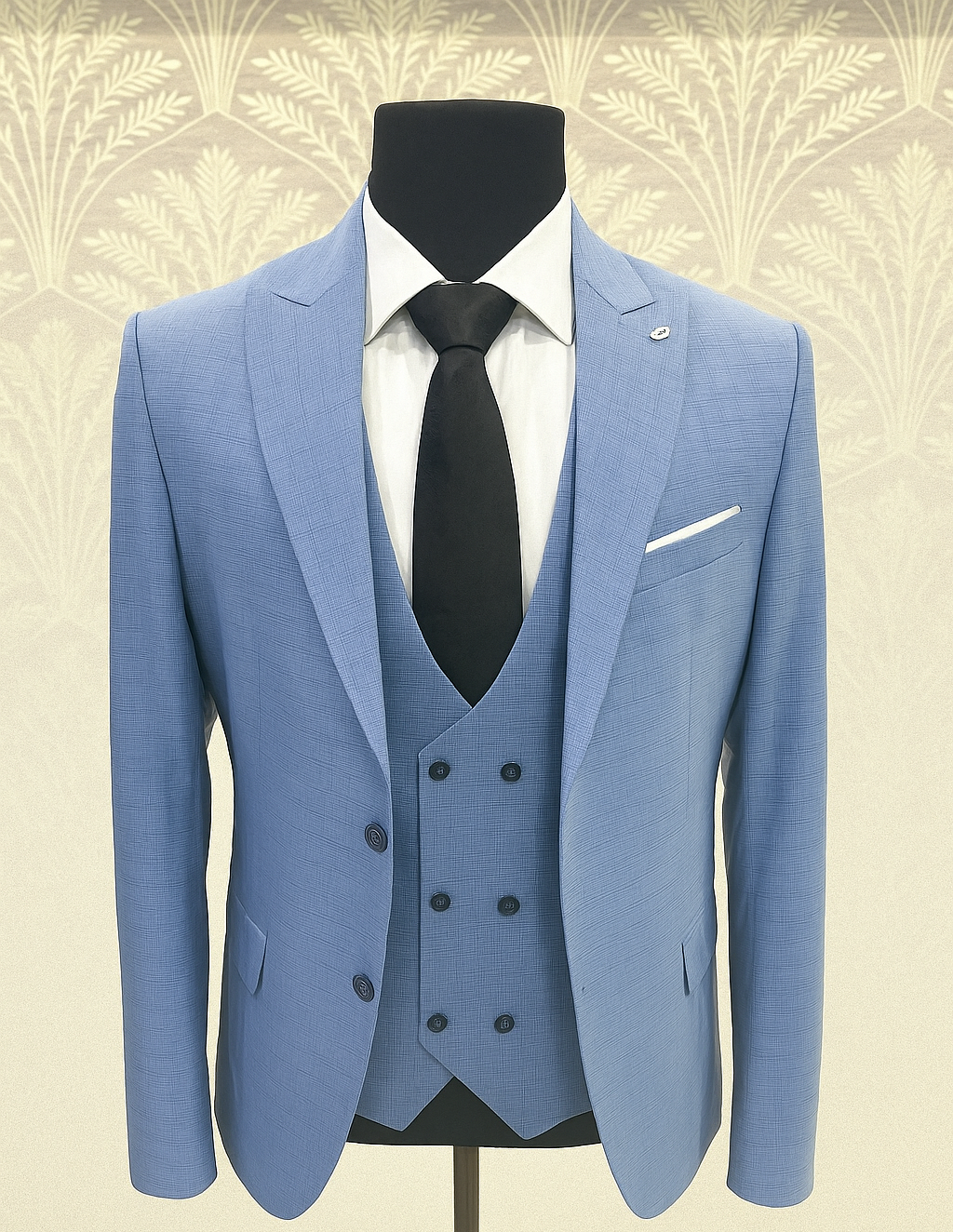 Imported Light Blue Slim Fit 3-Piece Suit for Men – Classic Formal Wear