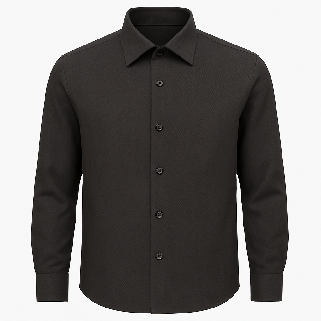 Men’s Solid Black Slim Fit Formal Shirt – Full Sleeves | Classic Black Office Shirt