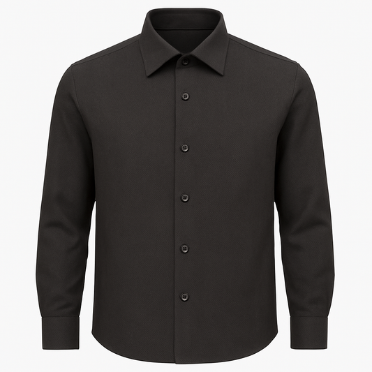 Men’s Solid Black Slim Fit Formal Shirt – Full Sleeves | Classic Black Office Shirt