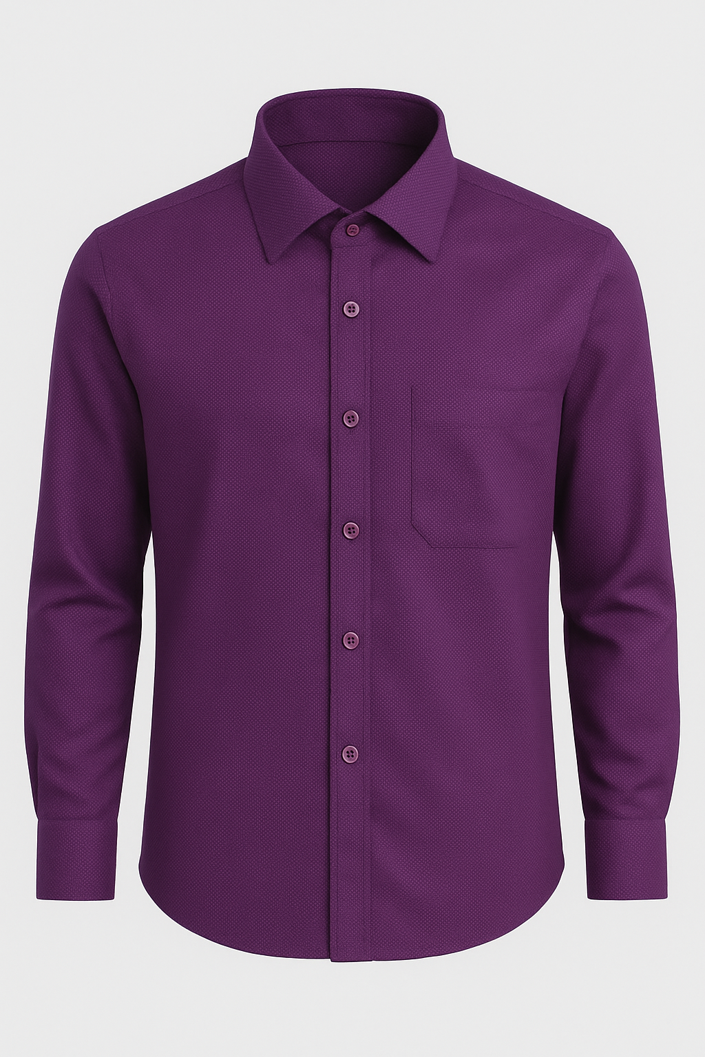 Men’s Wine Textured Slim Fit Casual Shirt – Full Sleeves | Rich Solid Casual Shirt