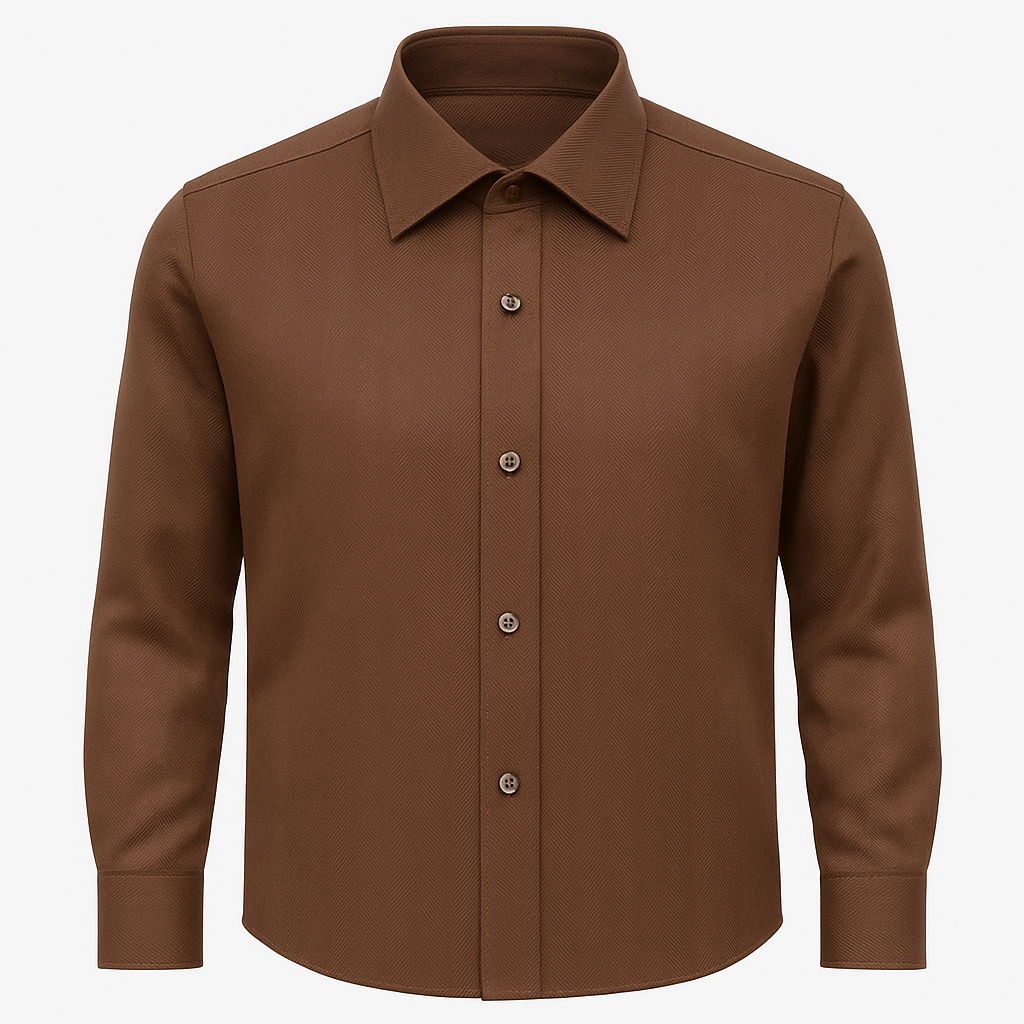 Imported Rich Brown Slim Fit Shirt – Men’s Herringbone Casual Wear