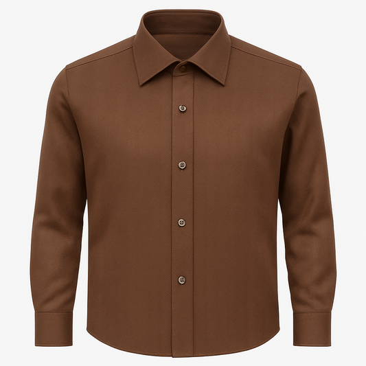 Imported Rich Brown Slim Fit Shirt – Men’s Herringbone Casual Wear