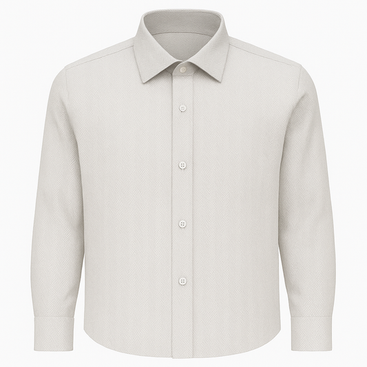 Imported Off-White Herringbone Slim Fit Shirt – Men’s Casual Wear