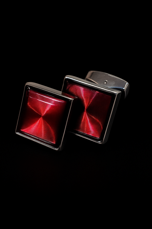 Luxurious Red Gloss Square Cufflinks – Imported Finish | Men’s Formal Accessory
