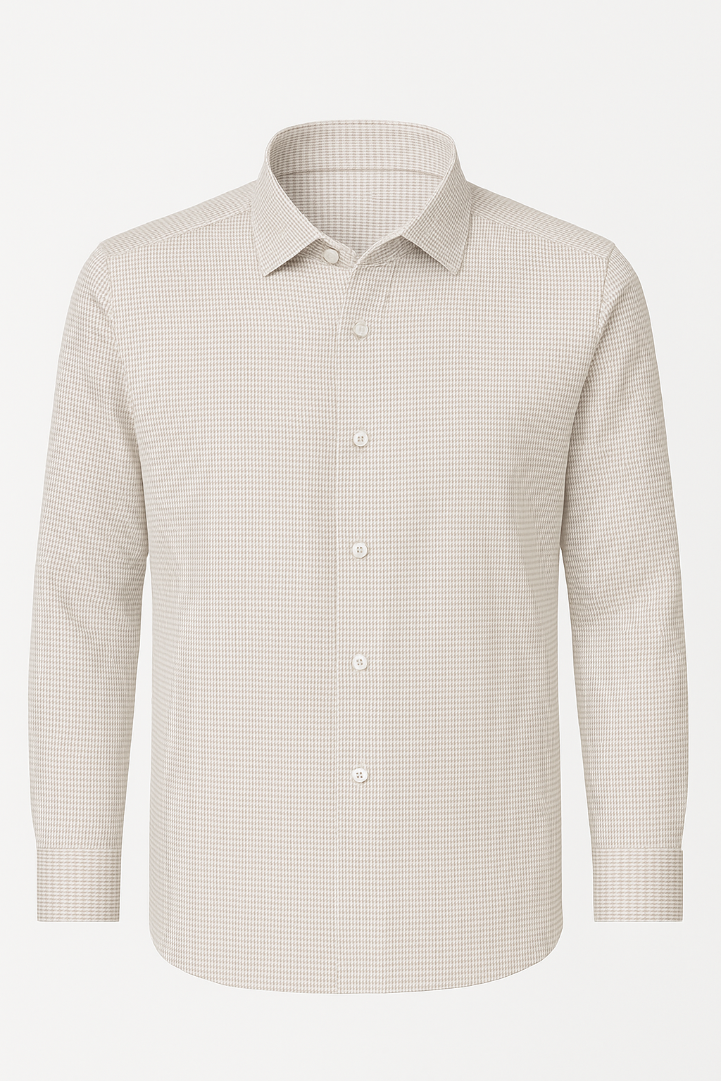 Men's Imported Beige Micro-Check Casual Shirt – Premium Cotton Blend