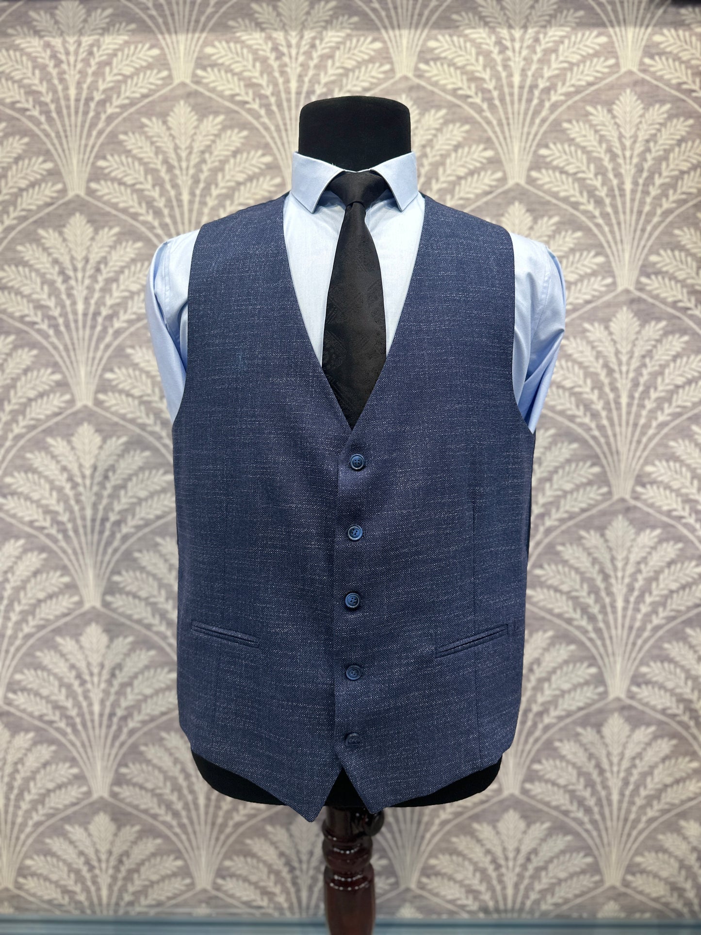 Classic Blue Textured Three-Piece Suit (Imported)