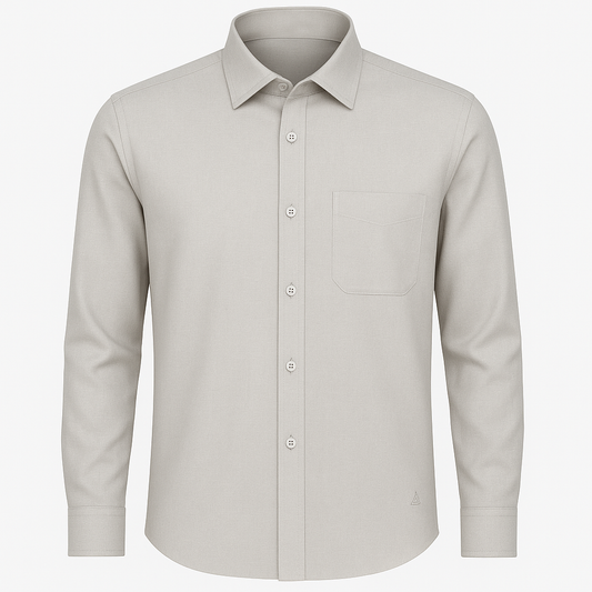 Men’s Light Grey Solid Slim Fit Formal Shirt – Full Sleeves | Elegant Workwear Essential