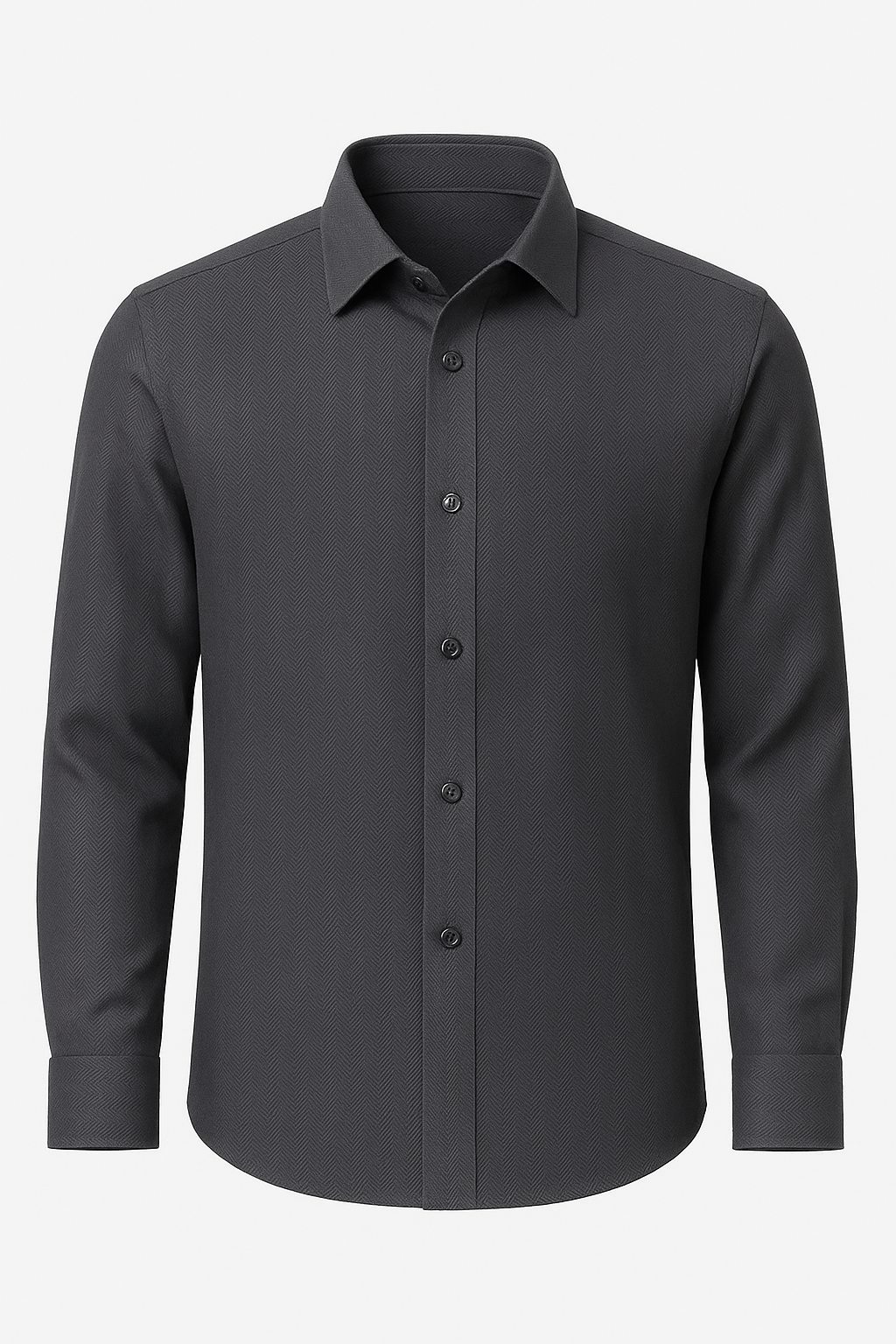 Black Herringbone Regular Fit Shirt for Men – Imported Casual & Office Wear