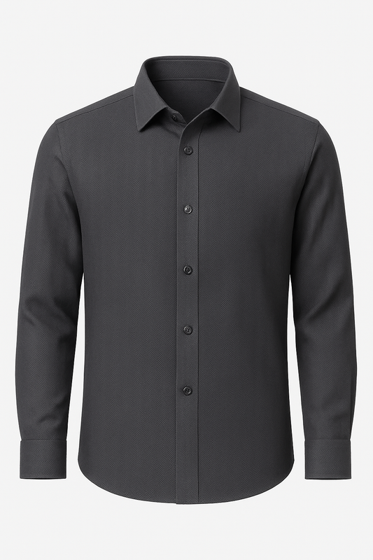 Black Herringbone Regular Fit Shirt for Men – Imported Casual & Office Wear