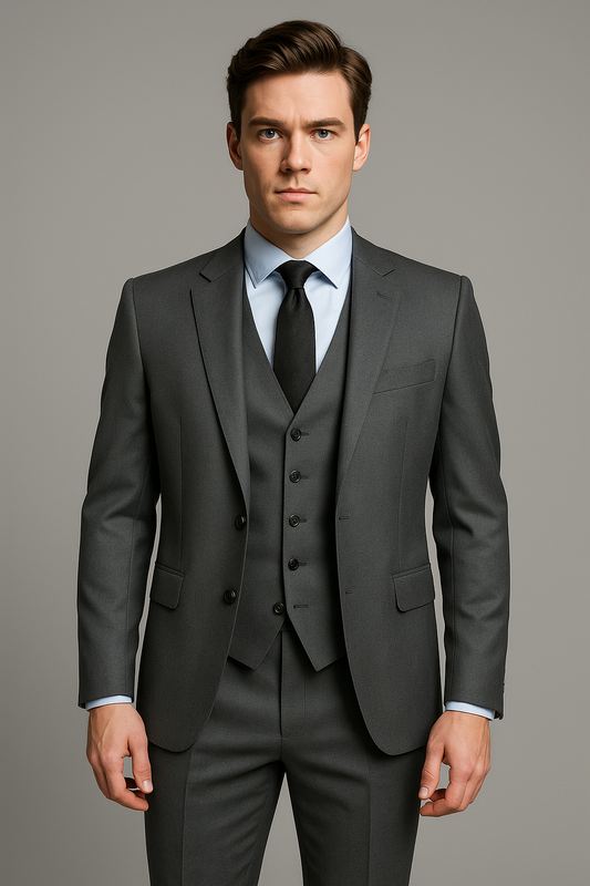 Charcoal Grey Slim Fit Three-Piece Suit (Imported)