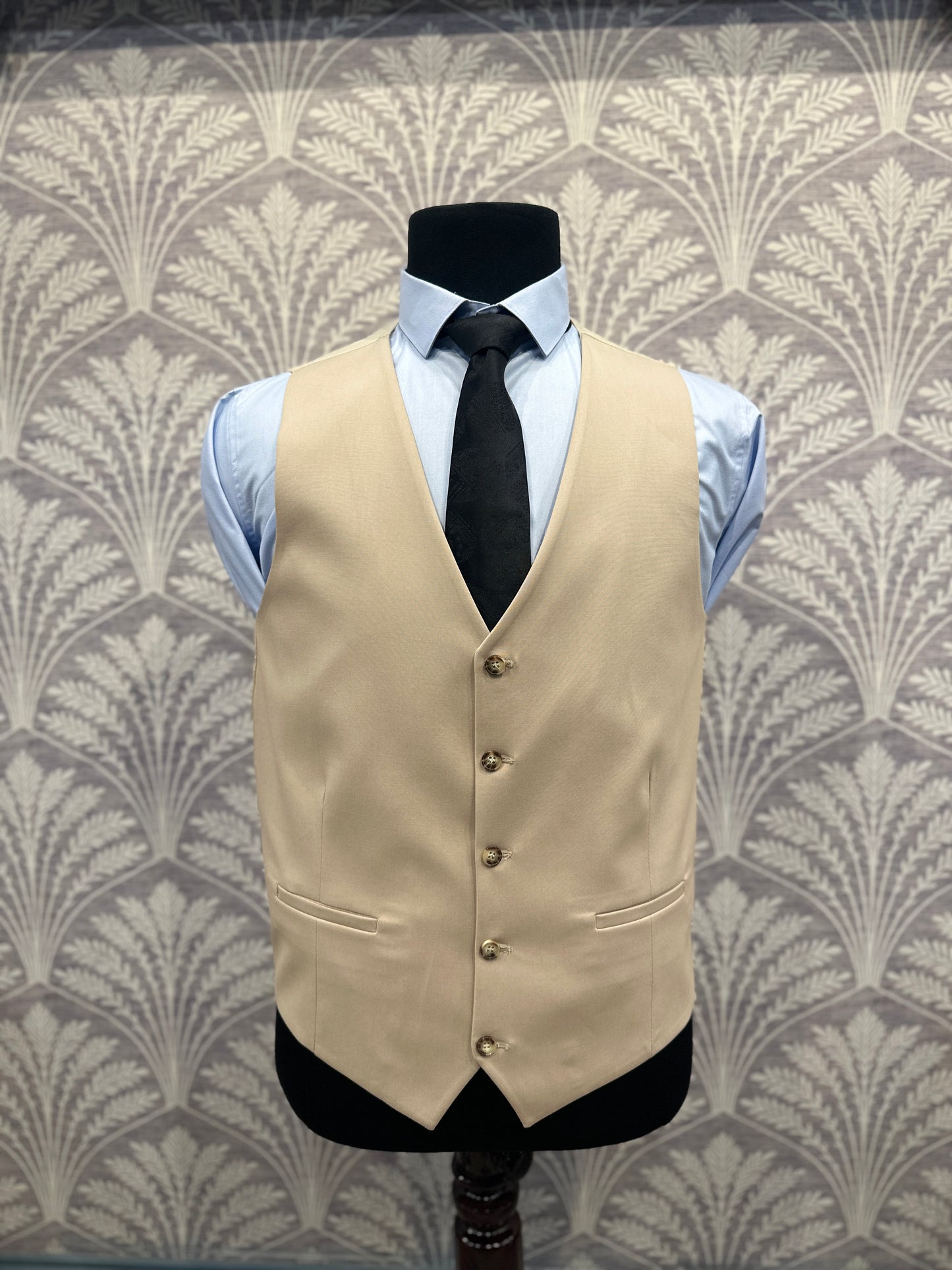 Ivory Beige Slim Fit Three-Piece Suit (Imported)