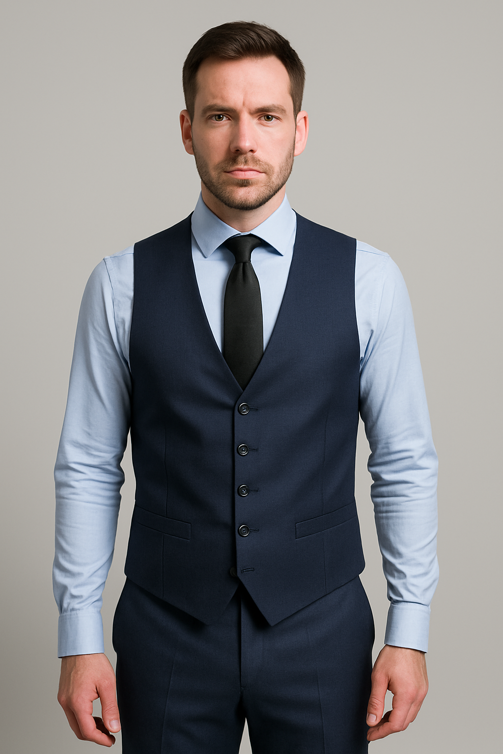Dark Blue Slim Fit Three-Piece Suit (Imported)