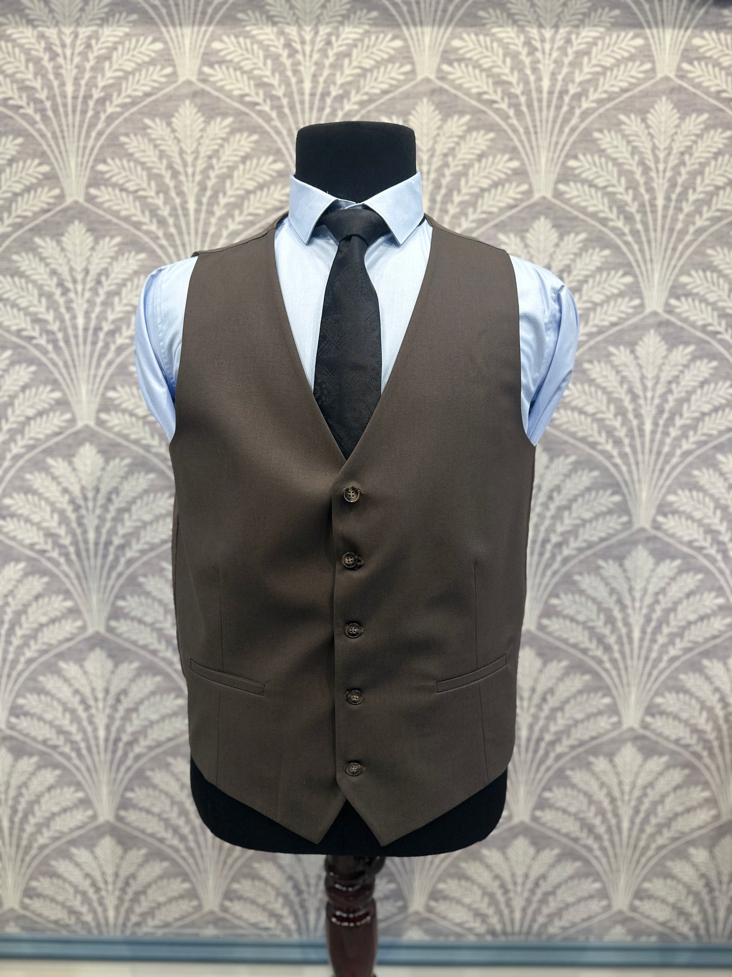 Dark Brown Slim Fit Three-Piece Suit (Imported)