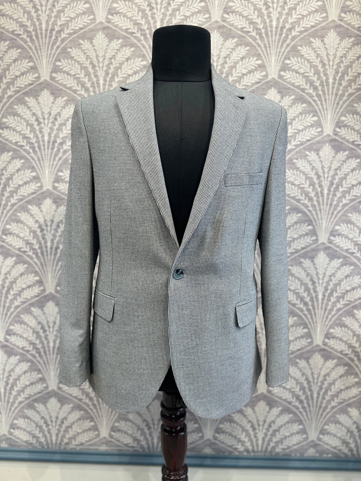 Light Grey Microcheck Slim fit Blazer (Imported)