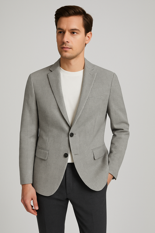 Light Grey Microcheck Slim fit Blazer (Imported)