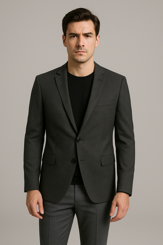 Charcoal Textured Slim fit Blazer (Imported)