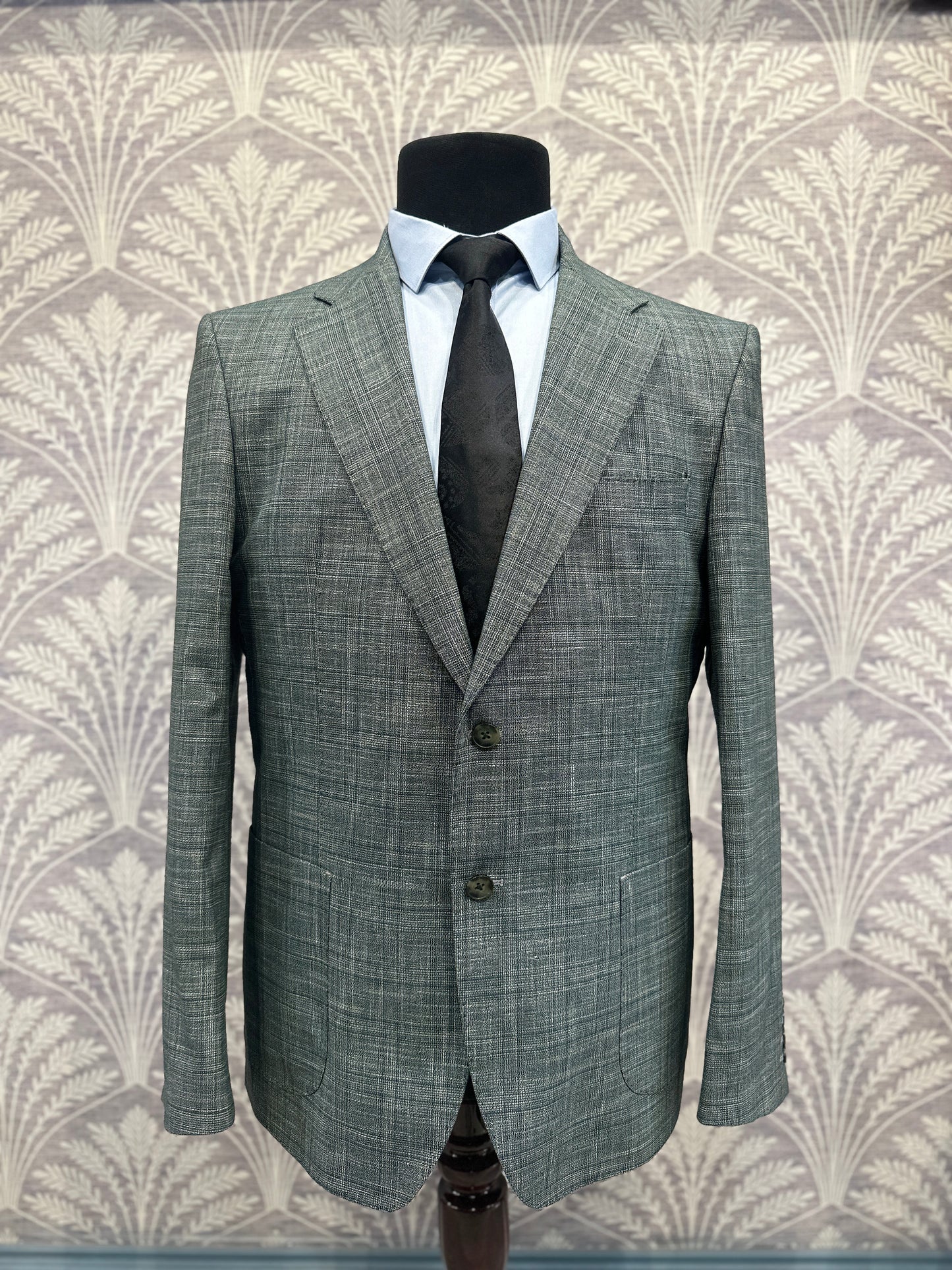 Green Textured Slim Fit Two-Piece Suit