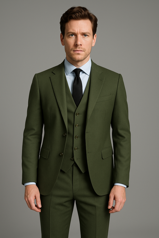 Olive Green Three-Piece Slim fit Suit (Imported)