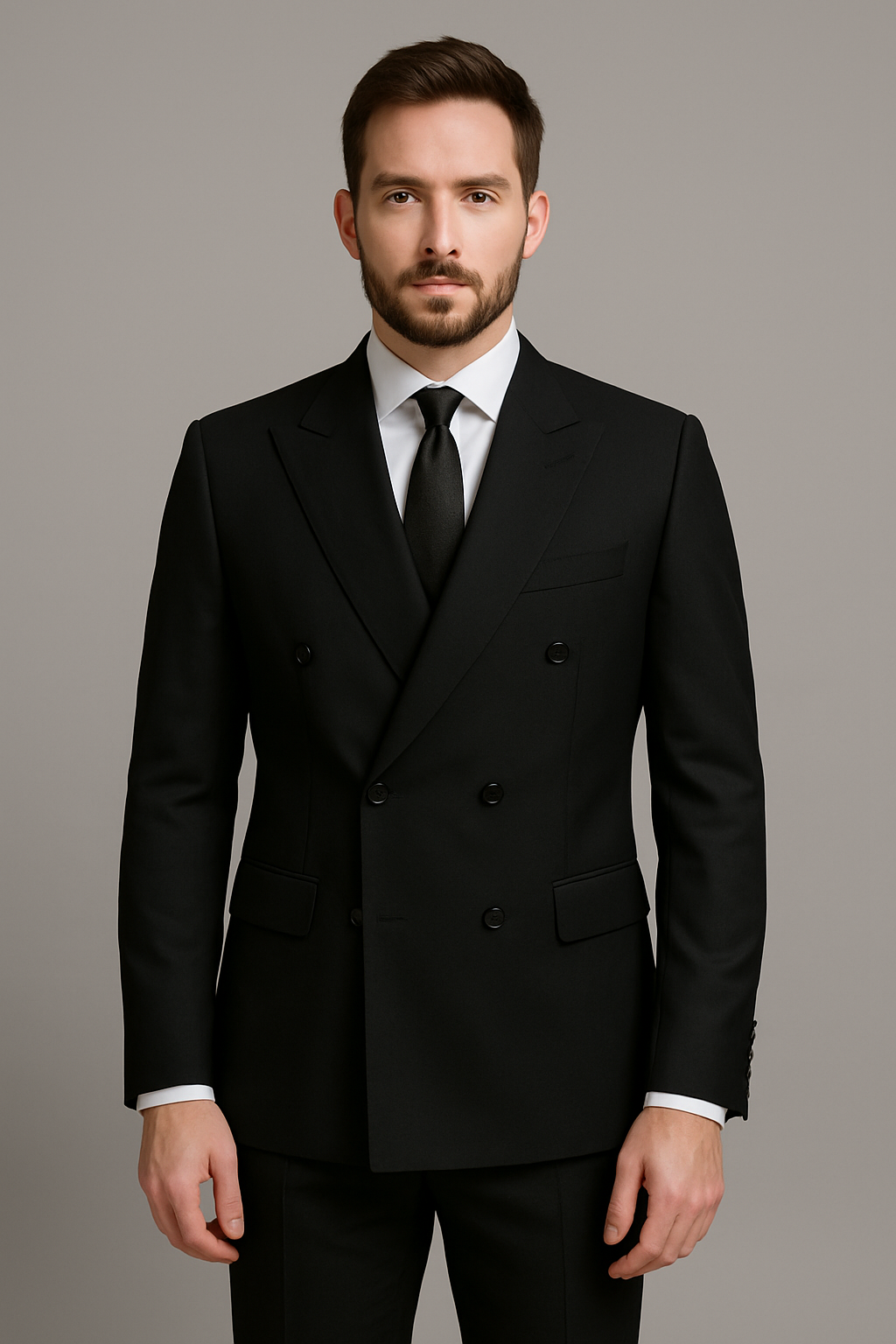 Double Breasted Black Slim Fit Suit