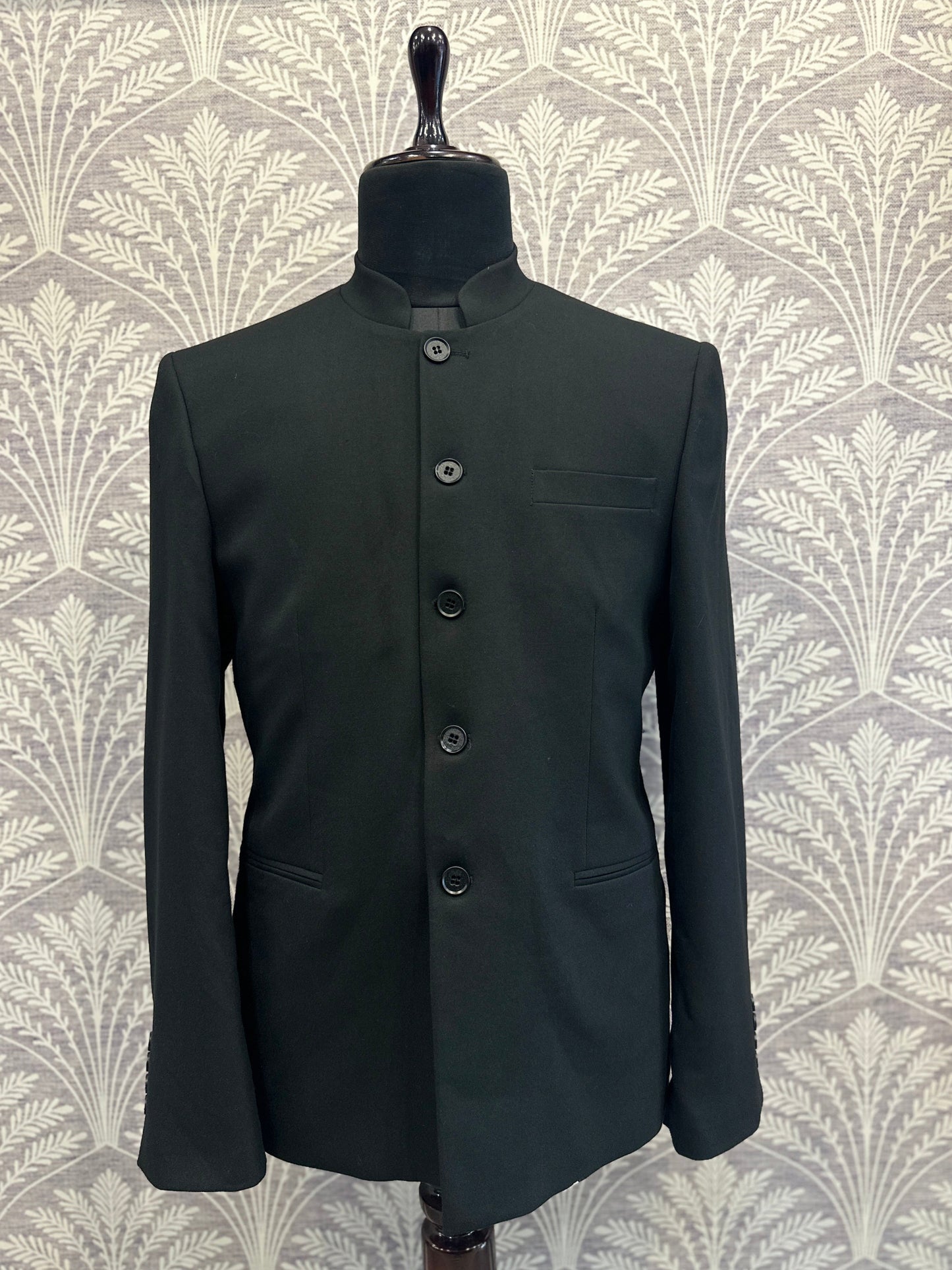 Classic Black Slim Fit Bandhgala Suit with Pants