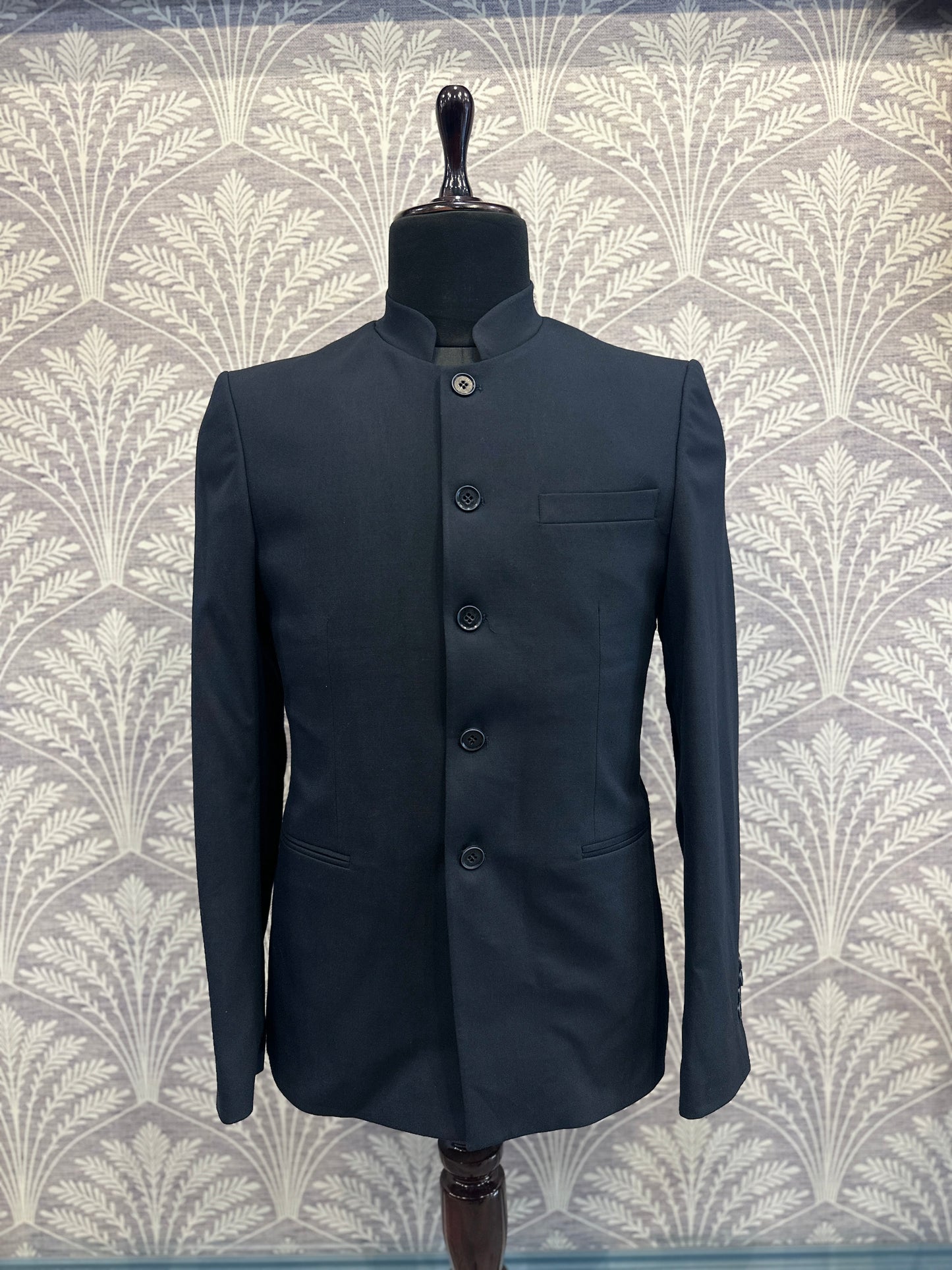 Royal Blue Slim Fit Bandhgala Suit with Pants (Imported)