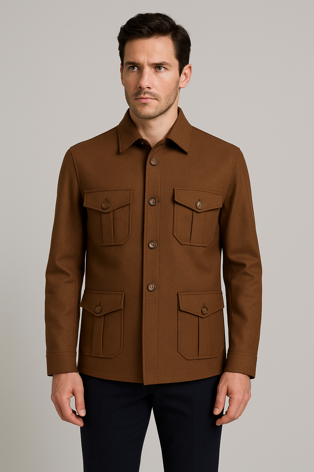 Brown Four-Pocket Blazer – Regular Fit (Indian Collection)