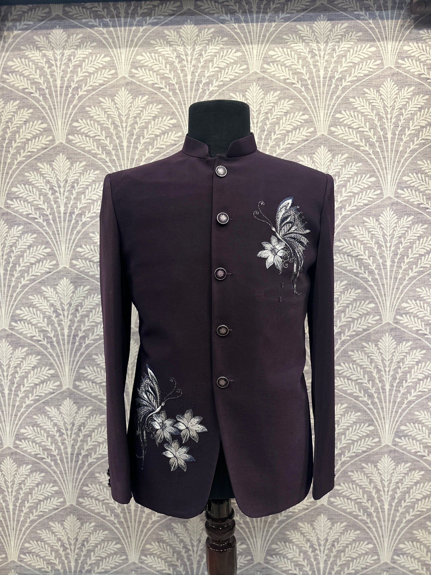 Maroon Embroidered Bandhgala Suit – 2 Piece | Regular Fit (Indian Collection)