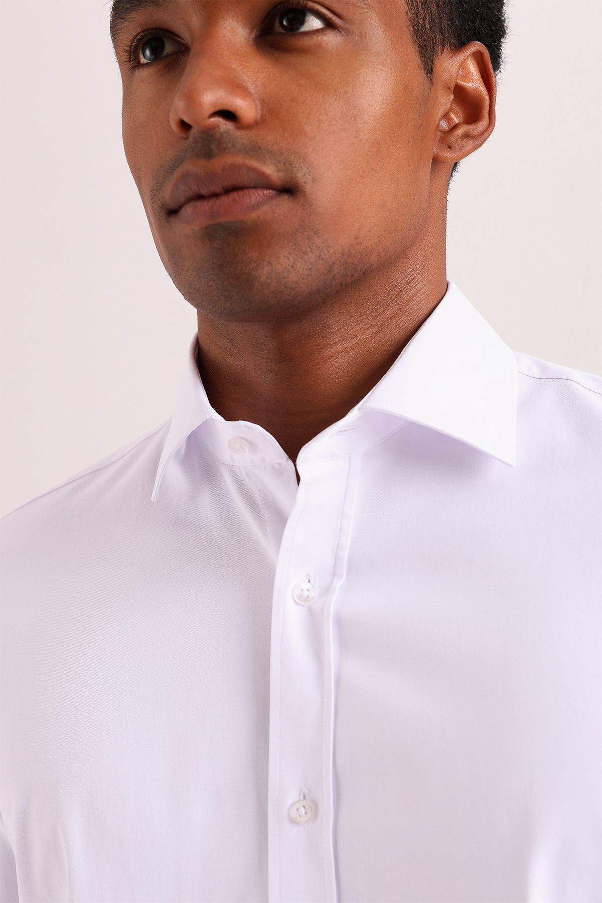 White Stretch Dress Shirt – Semi-Spread Collar (Imported)
